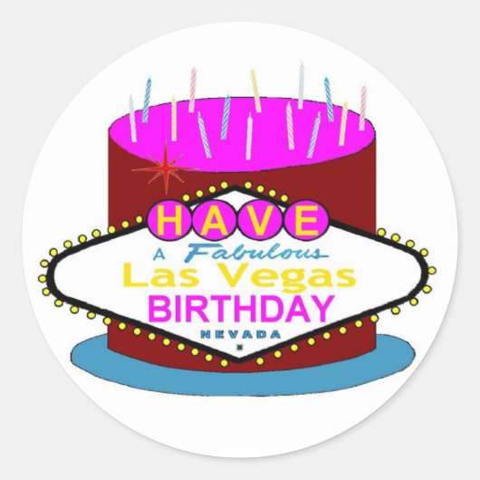Ayez Un Sticker Fabuleux Las Vegas Birthday Cake (Devant)
