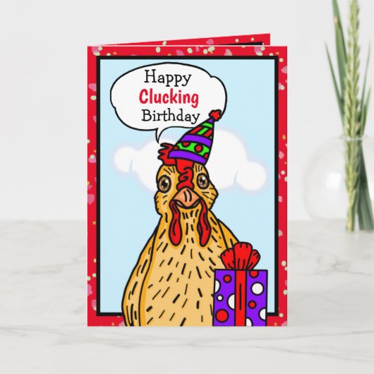 Ayez une bonne carte de jeu de poule d'anniversair (Devant)