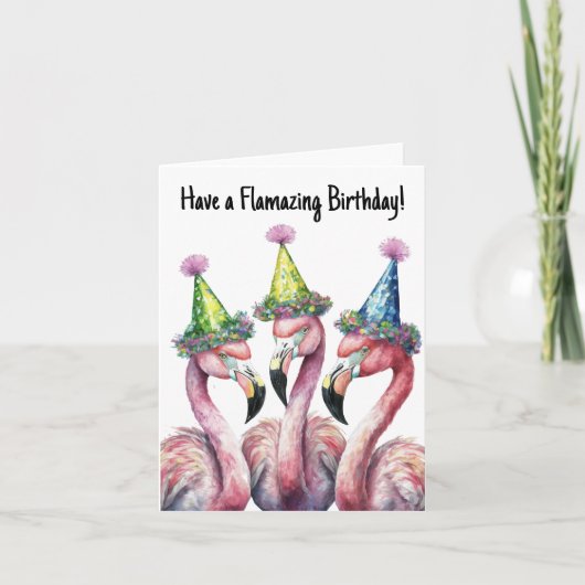 Ayez une carte Flamant rose d'anniversaire flamban (Devant)