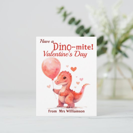 Ayez une carte postale Dino-Mite Valentines Day Cl (Debout devant)