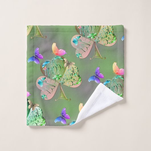 "Ayez une joyeuse St Patrick's" Shamrock (Gant de toilette)