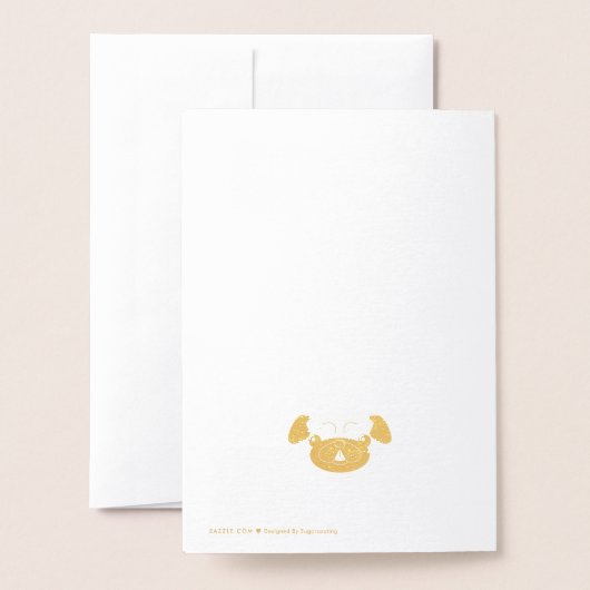 Ayez Une Pugtastic Anniversaire Gold Foil Carte An (Derrière avec enveloppe)