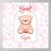 Ayla | Aangepaste Roze Teddybeer Nursery Design Poster (Voorkant)