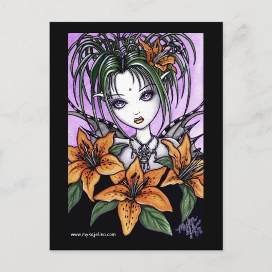 "Ayla" Gothic Tiger Lilly Fairy Briefkaart (Voorkant)