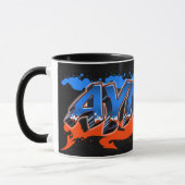 Ayman prénom Graffiti blue Tasse orange (Gauche)
