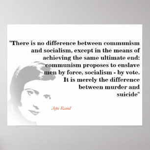 Ayn Rand citeert het socialisme en het communisme Poster