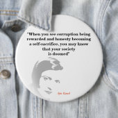 Ayn Rand citeert over jouw gedomineerde samenlevin Ronde Button 6,0 Cm (In situ)