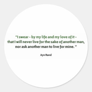 Ayn Rand Quote Ronde Sticker