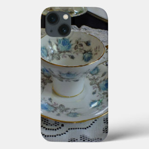 Aynsley Blue Roos Tea iPad-draagtas iPhone 13 Hoesje
