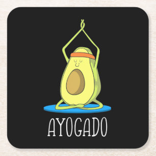 Ayogado Avocado Yoga Lover Vierkante Kartonnen Onderzetter