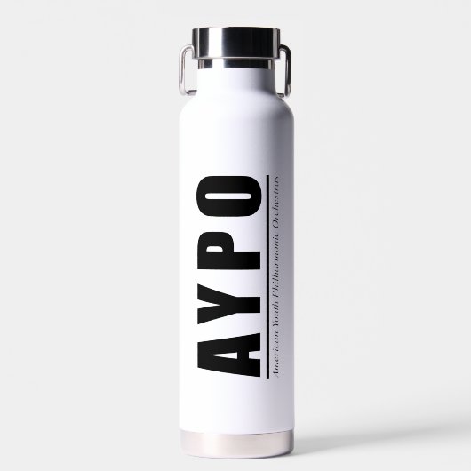 AYPO Bouteille d'eau blanche avec logo noir (Avant)