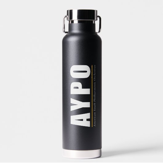 AYPO Bouteille d'eau Noir avec logo blanc (Avant)