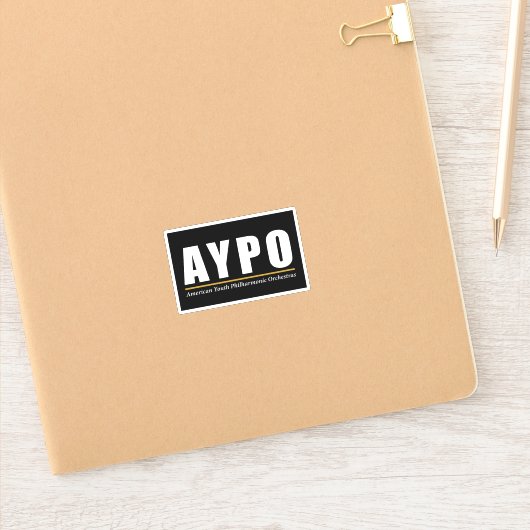 AYPO witte Logo zwarte achtergrond Sticker (Notitieboek)