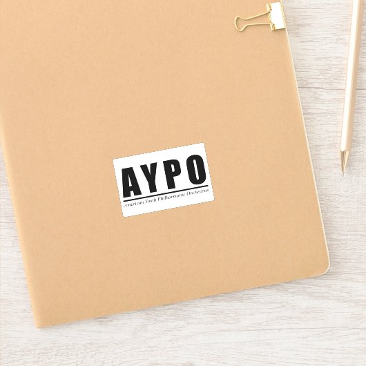 AYPO Zwart Logo Wit Achtergrond Sticker (Notitieboek)