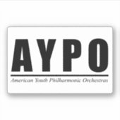 AYPO Zwart Logo Wit Achtergrond Sticker (Voorkant)