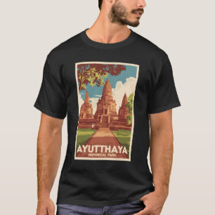 Ayutthaya Historisch Park Illustratie Reizen Kunst T-shirt