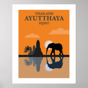 Ayutthaya Retro Reizen Muurkunst Poster