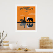 Ayutthaya Retro Reizen Muurkunst Poster (Keuken)