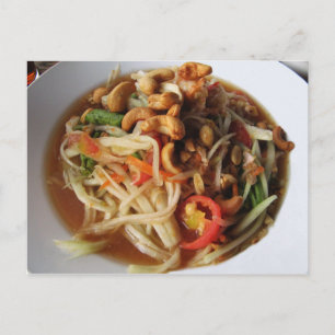 Ayutthaya Spicy Papaya Salad [Som Tam] met Cashew Briefkaart
