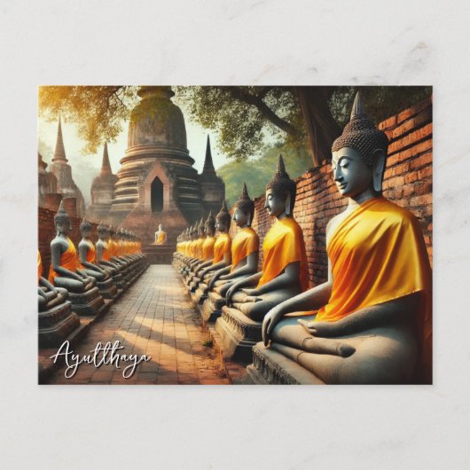 Ayutthaya Thailand Boeddhabeelden Briefkaart (Voorkant)