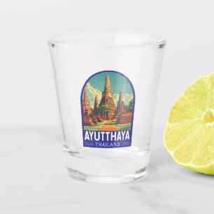 Ayutthaya Thailand Travel Art Embleem Shot Glas