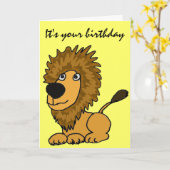 AZ - Drôle Lion carte d'anniversaire (Fleur jaune)