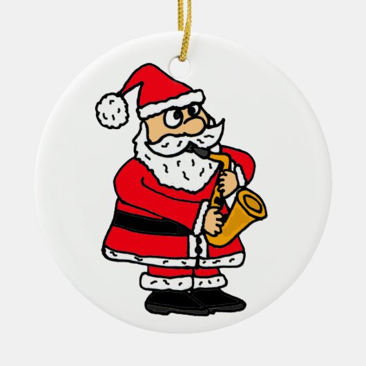 AZ- Santa Plays Saxophone Ornament (Voorkant)
