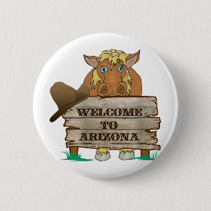 AZ- Welkom bij Arizona Horse Ronde Button 5,7 Cm
