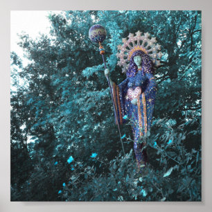 aza godin van vrouwelijke energie van de kosmos poster