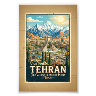 Azadi Toren & Alborz Gebergte Iran Reisposter Foto Afdruk