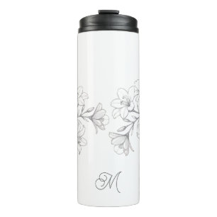 Azalea Bloemen Delicate Pencil Schets Thermosbeker