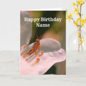 Azalea en Grasshopper persoonlijke Birthday Kaart (Gele Bloem)