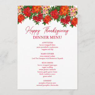 Azalea Fall Floral Thanksgiving Dîner Menu