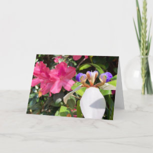 "Azalea's en wandelende Iris." Wenskaart Bedankkaart