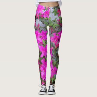 Azaleas rose vif sur leggings
