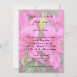 azalée rose faire-part de mariage, mariée et marié