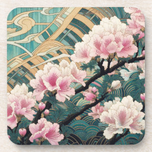 Azalées Art Déco Set de dessous de verre en plasti