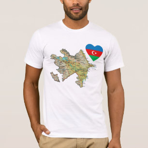 Azerbaïdjan Drapeau Coeur et carte T-shirt