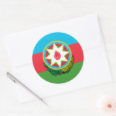Azerbeidzjaanse vlag en nationaal embleem, Azerbei Ronde Sticker (Envelop)
