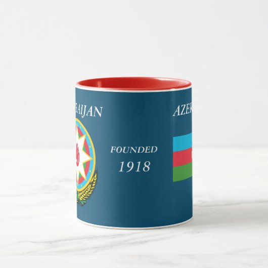 Azerbeidzjan Crest en Flag Black 11 oz Ringer Mok (Midden)
