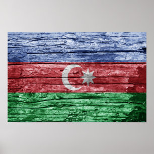 Azerbeidzjan houten vlag poster