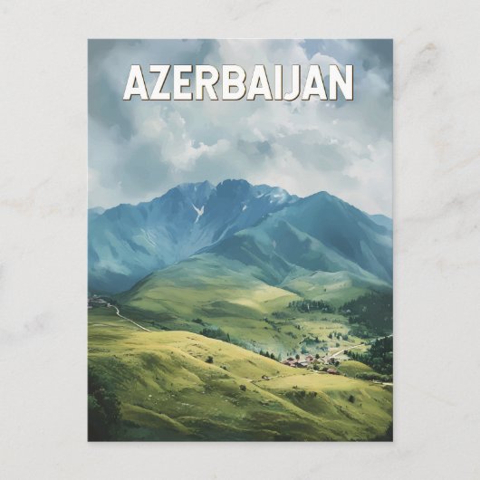Azerbeidzjan Illustratie Reizen Art Vintage Briefkaart (Voorkant)