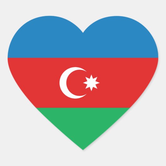 Azerbeidzjan Vlag Hart Sticker (Voorkant)
