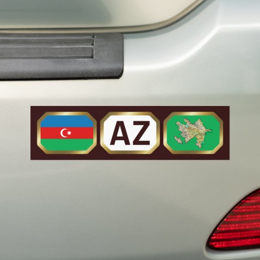 Azerbeidzjan Vlaggenkaartcode Bumpersticker (Op auto)