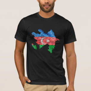Azerbeidzjan Vlagkleur Kaart T-Shirt