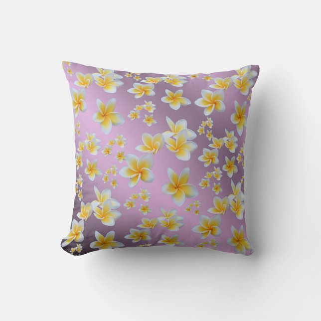 azian, geel, wit, bloem, helder, goud, floraal kussen (Voorkant)