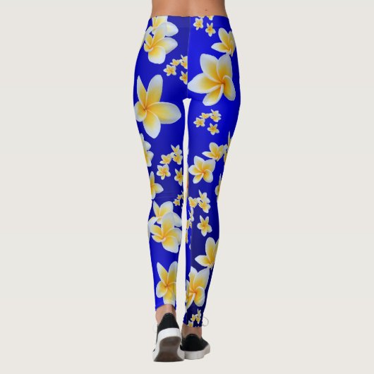 azian, geel, wit, bloem, helder, goud, floraal leggings (Achterkant)