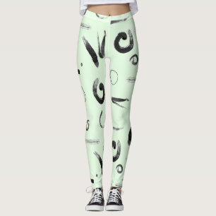 Aziatisch Abstract zwart op groen design Leggings