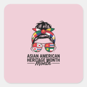 Aziatisch-Amerikaanse en Pacifische Eilanden Erfgo Vierkante Sticker