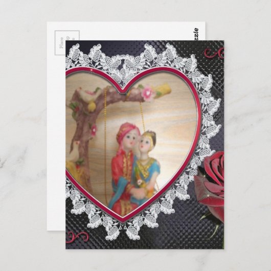 Aziatisch bruidspaar op Heart Swing Art Print Briefkaart (Voorkant / Achterkant)